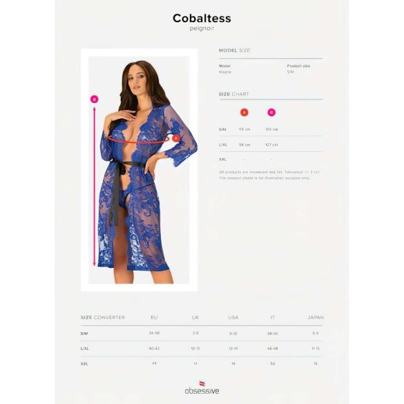 Obsessive Cobaltess - дантелен халат (син) - L/XL