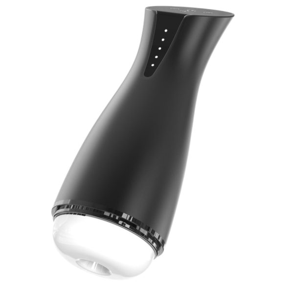 Men's Play - мъжки мастурбатор с вакуум и вибрация, с подгряваща функция - черен