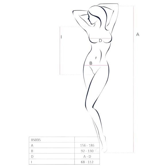 Passion - еротично боди с презрамки и отворен дизайн, бяло, S-L