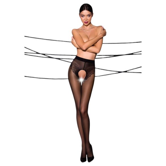 Отворени чорапи Passion Ti Open 006 с декорация (черни) - L/XL