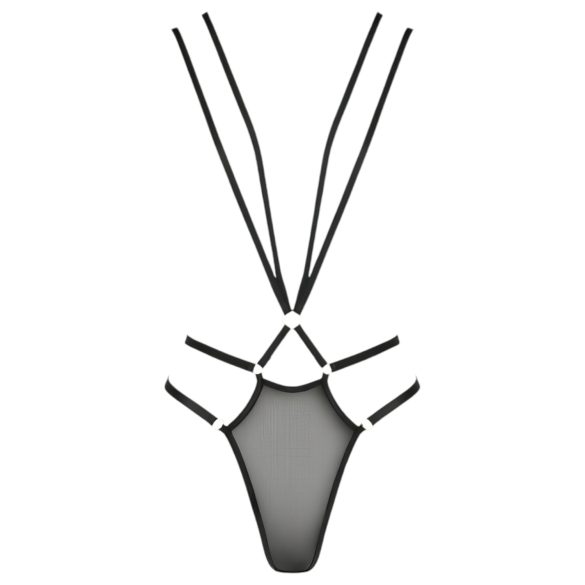 Passion Devil Meggy - метален пръстен колан боди (черно)