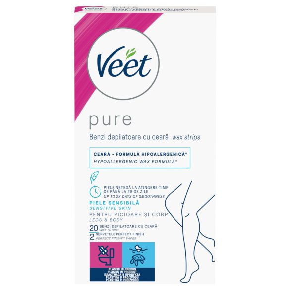 Veet Pure - ленти за кола маска за крака и тяло - за чувствителна кожа (20 бр)