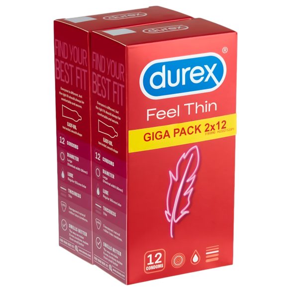 Durex Feel Thin - комплект презервативи за естествено усещане (2x12 броя)
