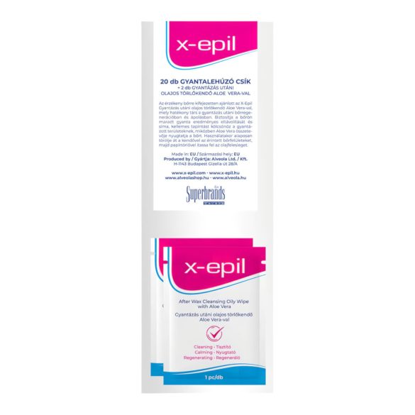 X-Epil - Текстилни ленти за обезкосмяване (20 бр.) + Маслени кърпи (2 бр.)