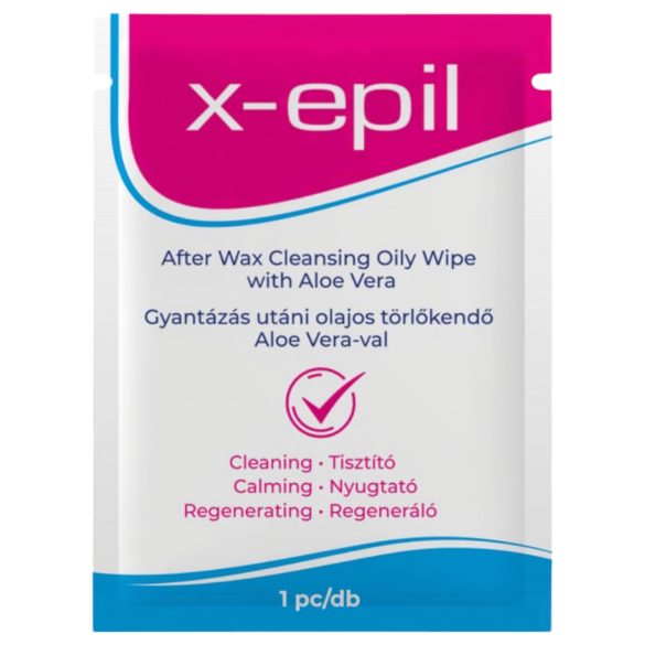 X-Epil - Почистващи кърпички с олио след епилация (1бр) - Алое Вера