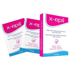   X-Epil - Почистващи кърпички с масло след епилация (4 бр) - Алое Вера
