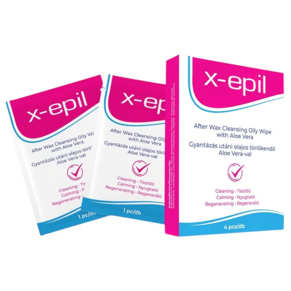 X-Epil - Почистващи кърпички с масло след епилация (4 бр) - Алое Вера