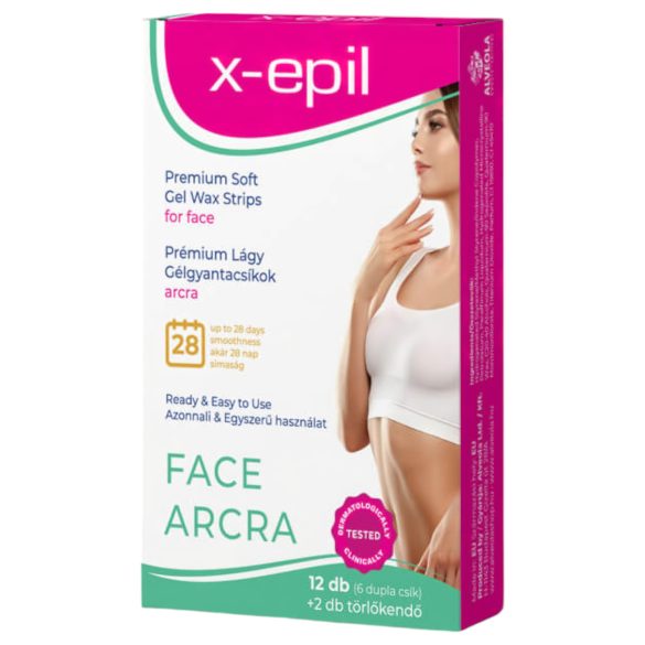 X-Epil - Готови за употреба премиум гел ленти за лице (12 бр.)
