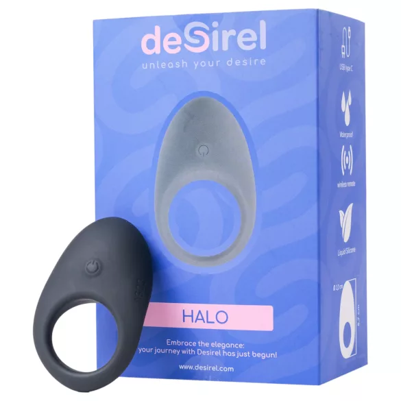 Desirel Halo - вибриращ пенис ринг с функции - черен