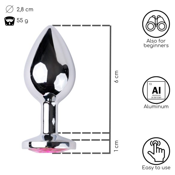 Desirel Pink Jewel S - анален плуг (сребристо-розов)