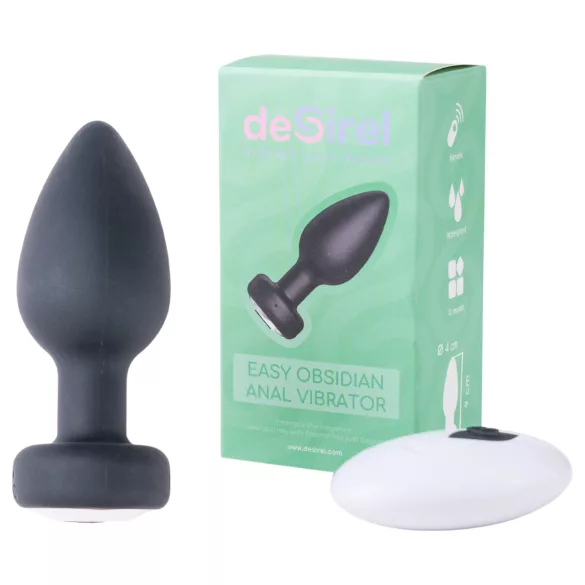 Desirel Easy Obsidian - анален вибратор с дистанционно и акумулатор - черен