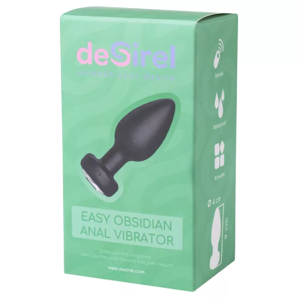 Desirel Easy Obsidian - анален вибратор с дистанционно и акумулатор - черен