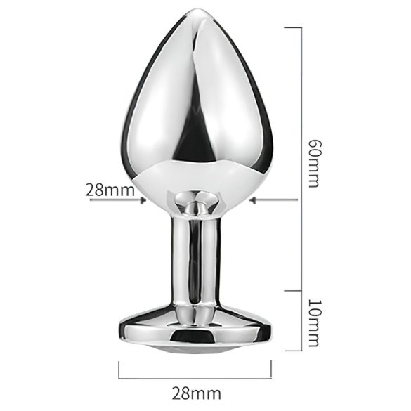 Sunfo - метален анален плъг с форма на сърце и златист камък - сребрист
