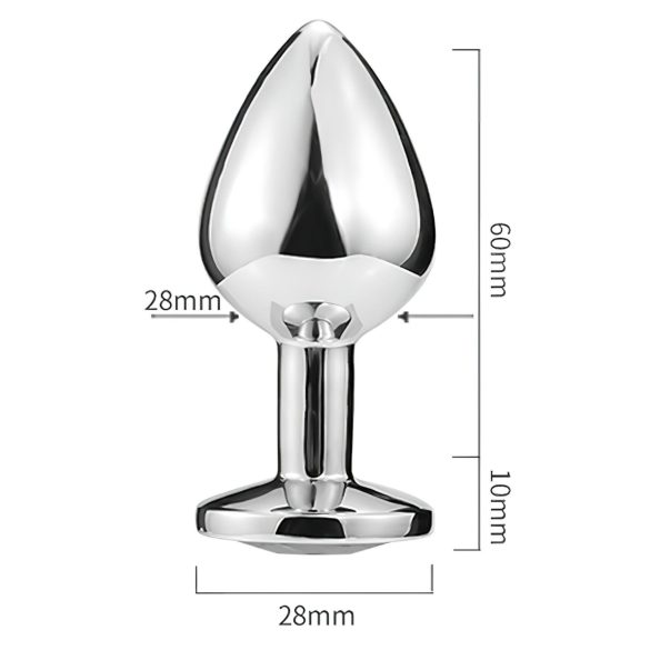 Sunfo - метален анален плъг със сърцевиден тъмновиолетов камък (сребърен)