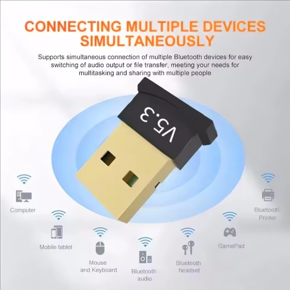 Bluetooth 5.3 USB адаптер за до 6 устройства