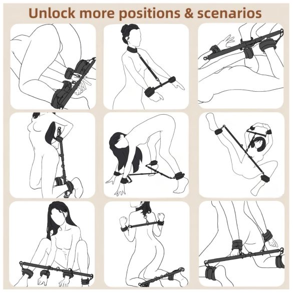 Lonely - регулируема разтворителна щанга и белезници - черно