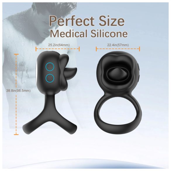 Biu-Biu - пенис пръстен с вибратор за клитор - черен