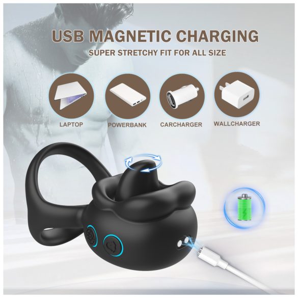 Biu-Biu - пенис пръстен с вибратор за клитор - черен