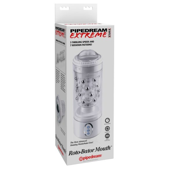 PDX Roto-Bator - вибрационен орален мастурбатор (бял)