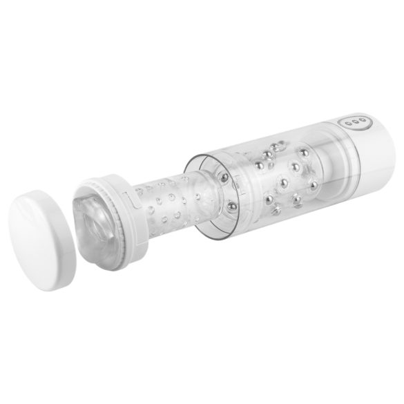 PDX Roto-Bator - вибрационен орален мастурбатор (бял)