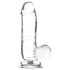 Addiction Crystal - Прозрачен пенис с тапи - 15см