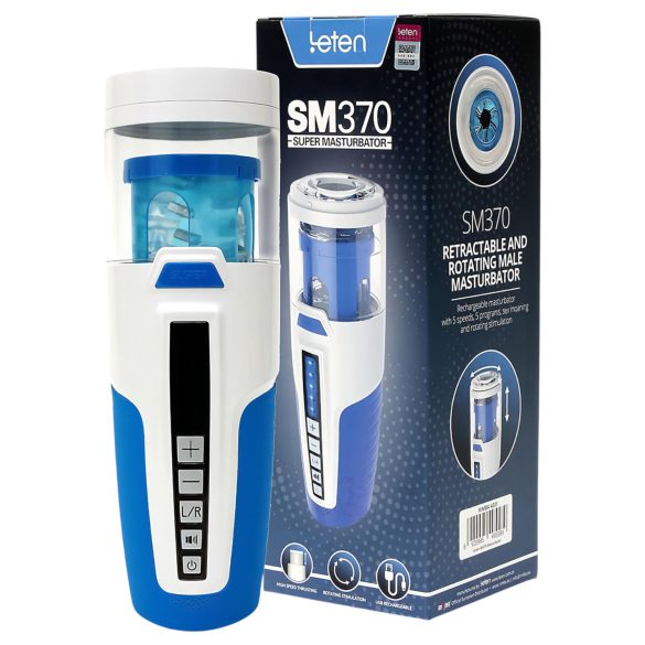 Leten SM370 - стонящ, въртящ се мастурбатор (бял)