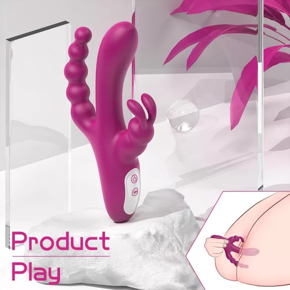 Sex HD Joker - вибратор с трикрайна глава - акумулаторен, водоустойчив, лилав