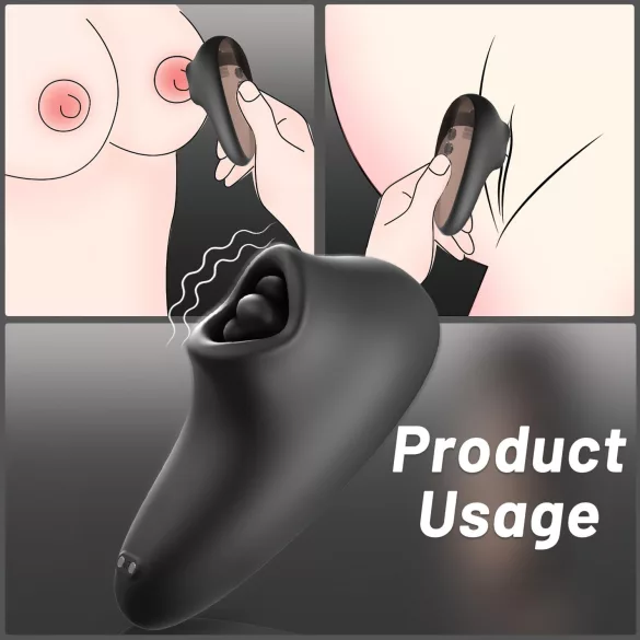 Sex HD Mirror - вибратор с отопляема функция и облизващ ефект - черен