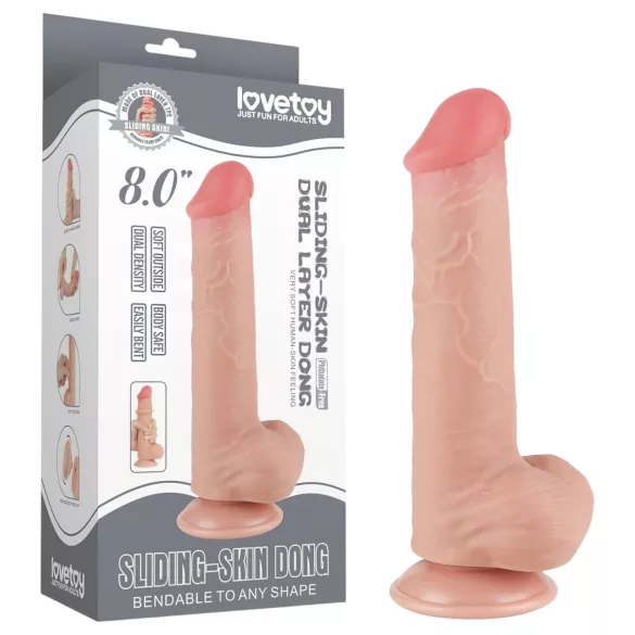 Lovetoy - двойно пластов дилдо с тестиси - реалистичен - 20,8 см - телесен