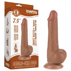   Lovetoy - дилдо с тестиси - двуслоен, подвижна кожа - 19,5 см, телесен цвят