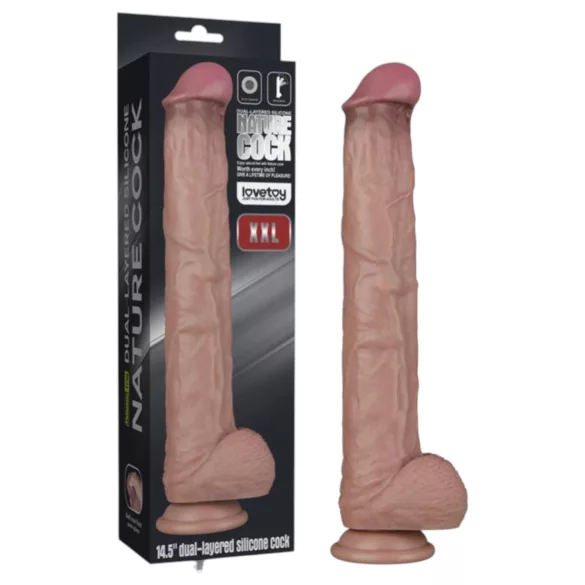 Lovetoy - двуслоен XXL дилдо - 36,5 см - телесен цвят