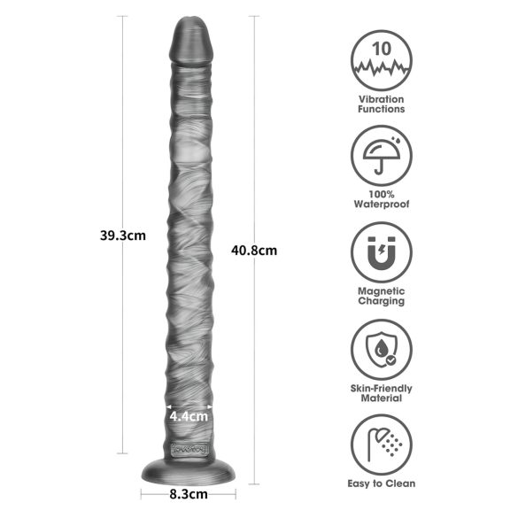 Lovetoy King Sized - голям вибратор - 40,5 см - сив