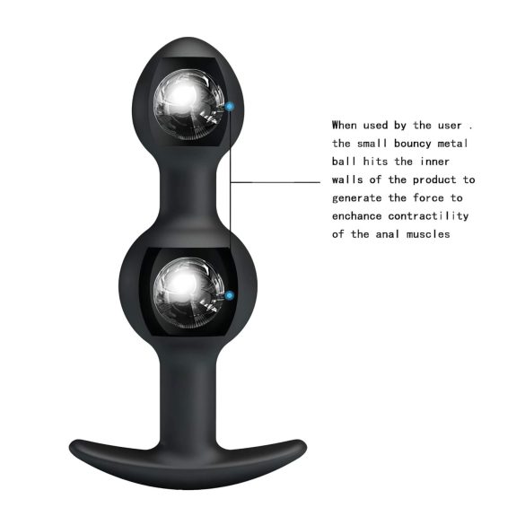 Pretty Love - анално дилдо с вътрешни топчета - черно