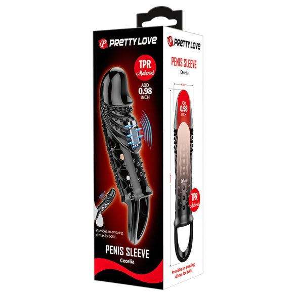 Pretty Love Cecelia - вибриращ пенис ринг с накрайник - черен