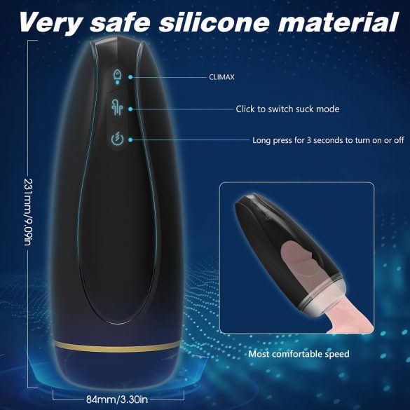 Sex HD Hawk - мъжки мастурбатор с вибрация и засмукване - черен/бял