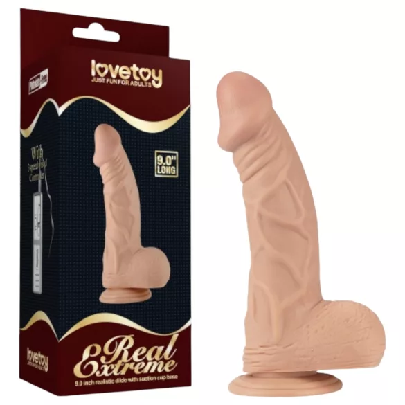 Lovetoy Real Extreme - дилдо с вендуза - 23 см (телесен цвят)