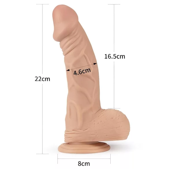 Lovetoy Real Extreme - дилдо с вендуза - 23 см (телесен цвят)