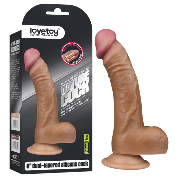 Lovetoy - реалистично извито дилдо - 20 см натурален цвят
