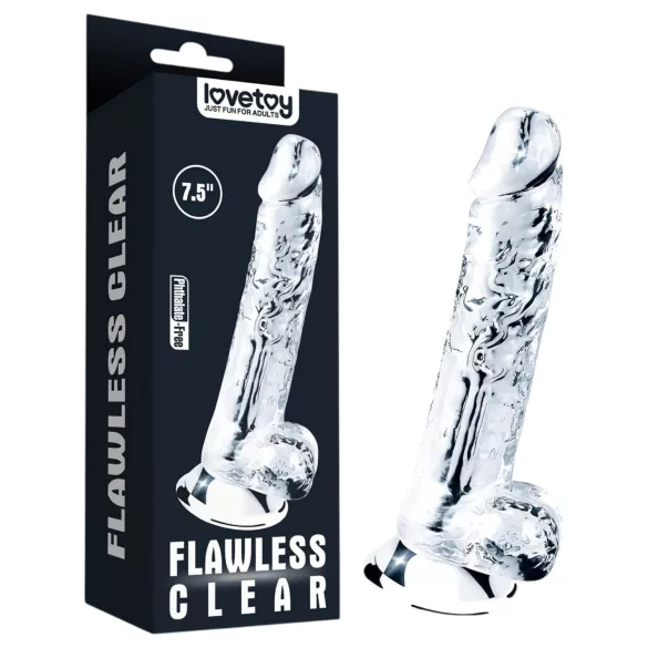 Lovetoy Flawless Clear - дилдо с вендуза - 19 см (прозрачно)