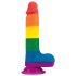 Lovetoy Prider - реалистичен дилдо с тестиси - 20см (дъга)