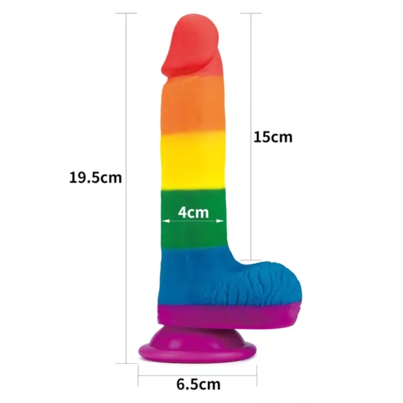 Lovetoy Prider - реалистично дилдо с тестиси - 20см - дъга