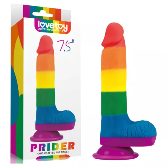 Lovetoy Prider - реалистично дилдо с тестиси - 20см - дъга