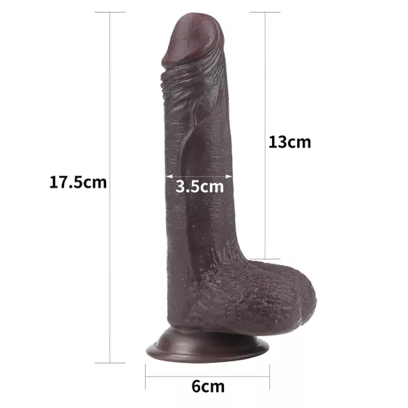 Lovetoy - реалистично дилдо с двойна текстура - 18см - кафяво