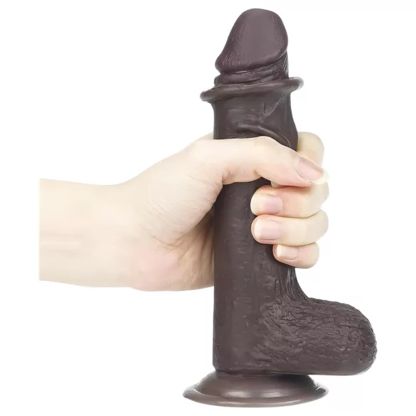 Lovetoy - реалистично дилдо с двойна текстура - 18см - кафяво