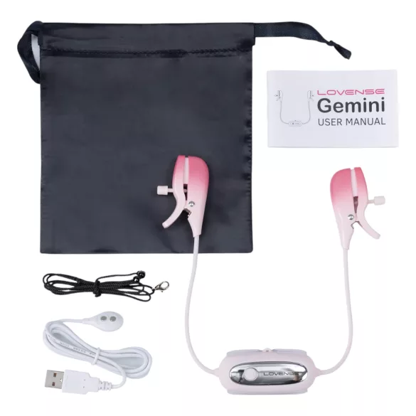 Lovense Gemini - вибриращи щипки за зърна с управление чрез приложение (розови)
