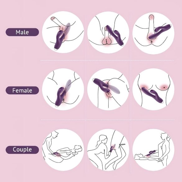 Водоустойчив вибратор заек с клиторен стимулатор (лилав)