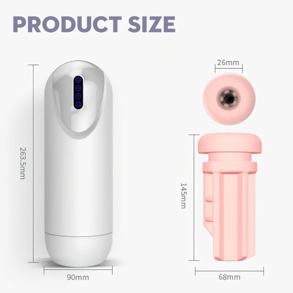 Leopard - мъжки мастурбатор с вибрация и двупосочно движение - бял