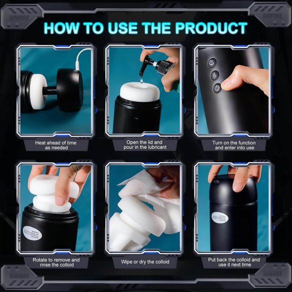 Leopard - вибриращ и всмукващ мастурбатор с подвижна глава (черен)