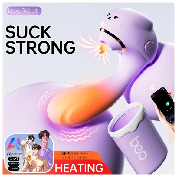 Leopard - вибратор с вакуум и вибрация - лилав