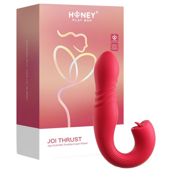 Honey Play Box Joi Thrust 2 - вибриращ тласкащ и облизващ вибратор - червен